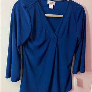 Evan Picone Royal Blue V-Neck Blouse